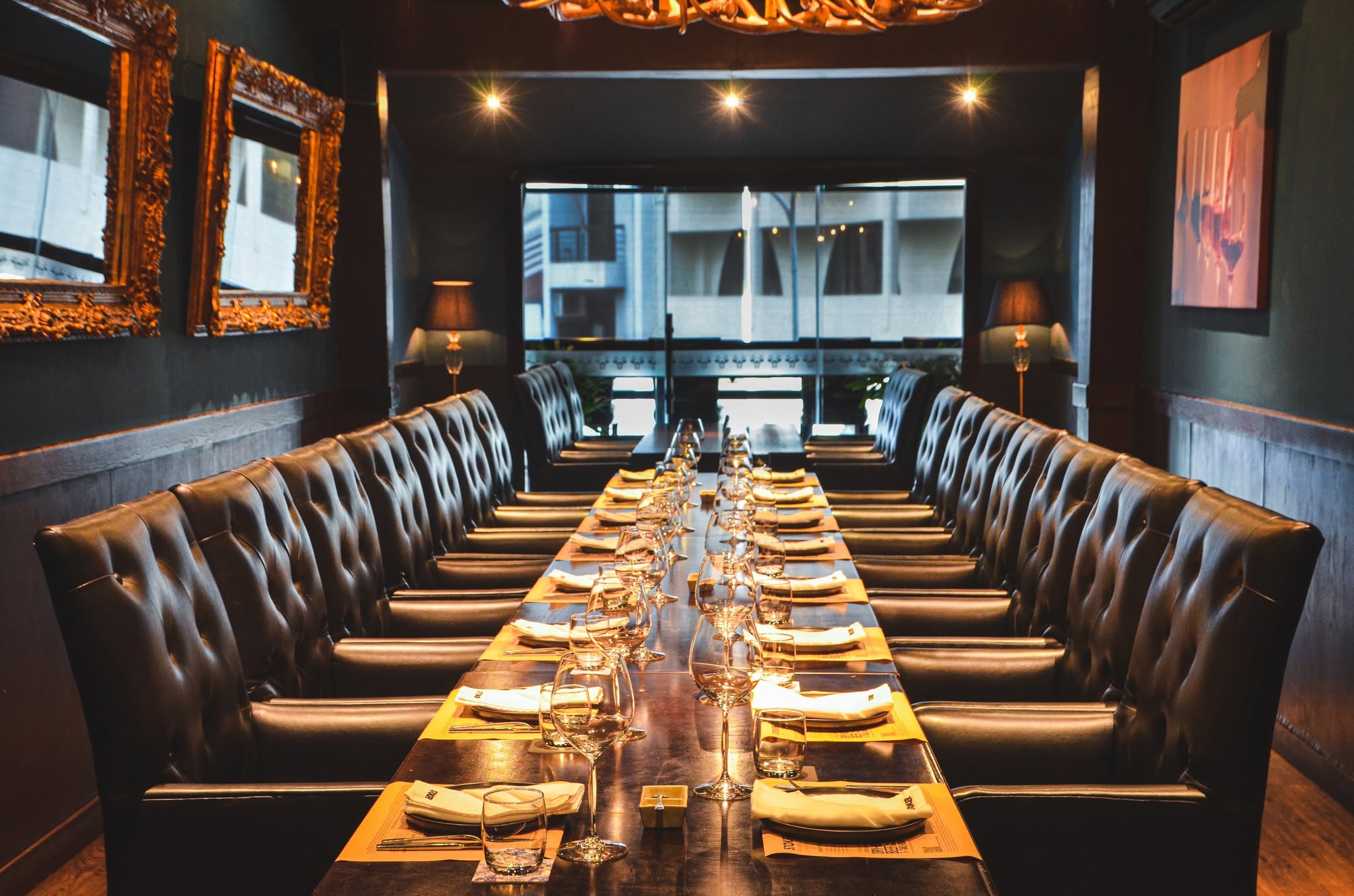 Dining table prepared for guests